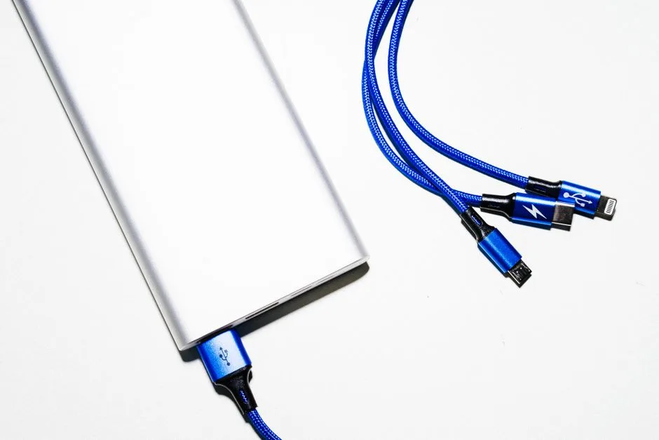 Câble de charge branché sur un générateur solaire